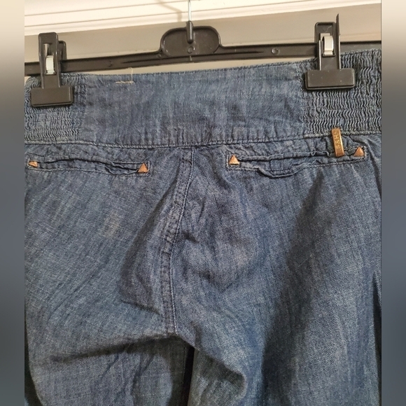 Style H Jeans Women Relaxed Fit Drawstring Linen Blend Denim Dark Wash Size Med - Picture 5 of 13